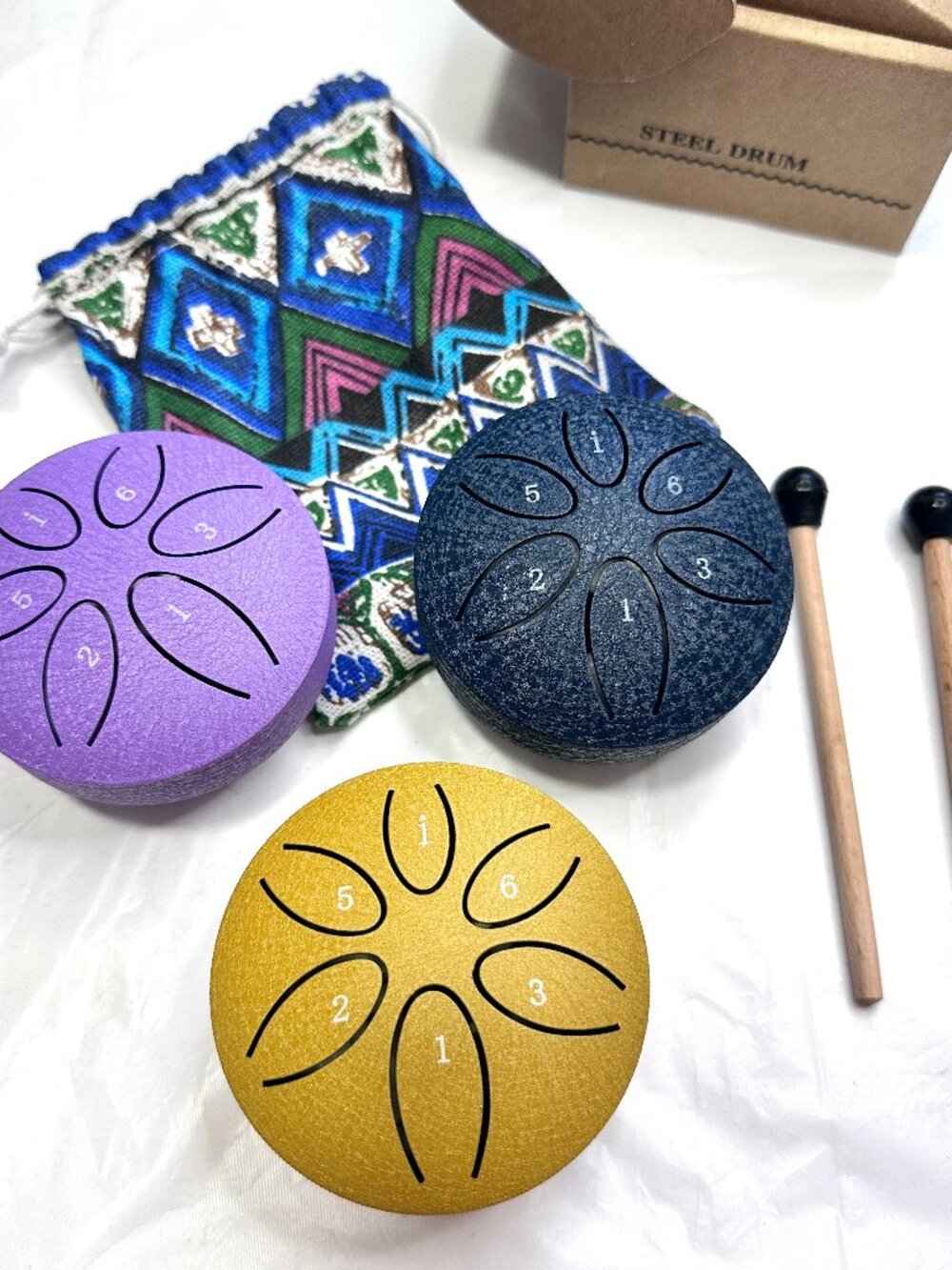 3 Inches 6 Tones Steel Tongue Drum Outdoors Rain Drums Instrument Mini Hand Drum